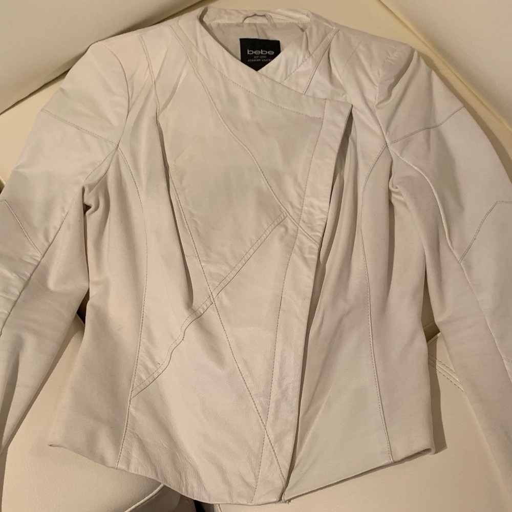 Bebe Winter White Butter Soft Leather Jacket